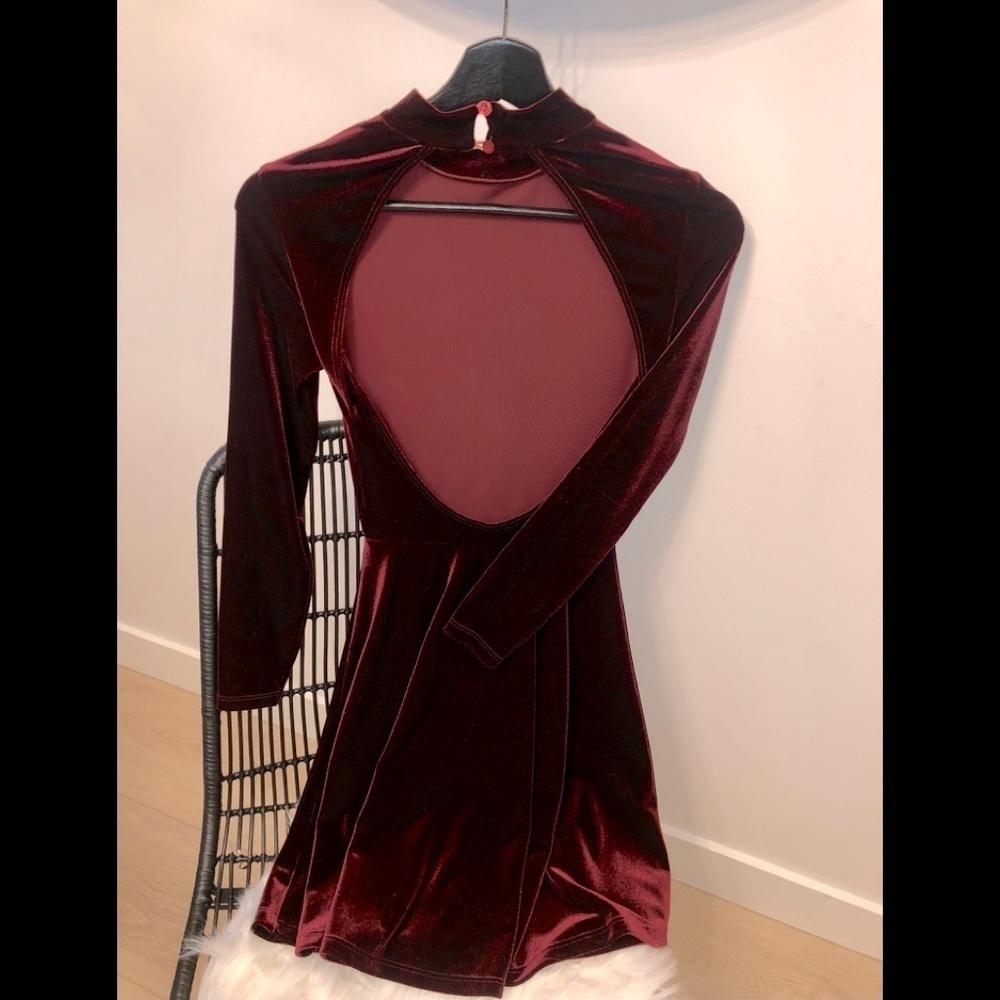 4 for $40 - Holiday Dress - American Apparel - Red Velvet Backless Dress